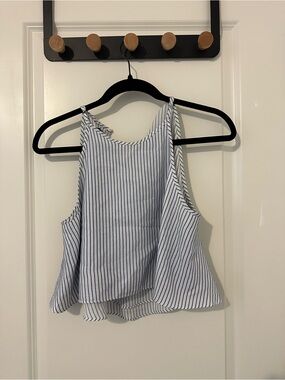 Zara Blue and White Stripe Halter Top